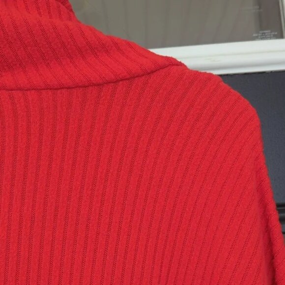 Anthropologie Saturday Sunday red ribbed cowl neck oversized sweater size XS - Picture 7 of 10